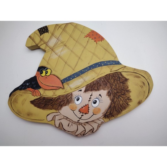 Hand Painted Scarecrow Wooden Wall Art Fall Halloween Autumn Decoration‎ Folk - Picture 3 of 10